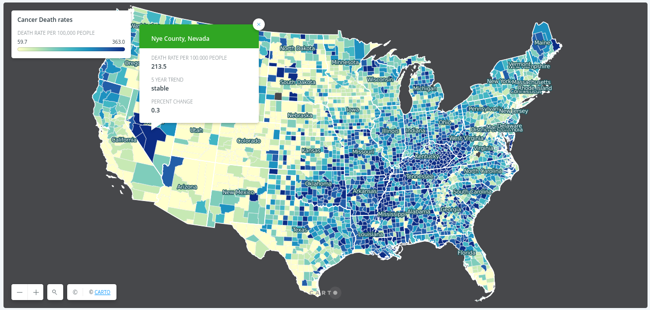 Cancer Death Rate map