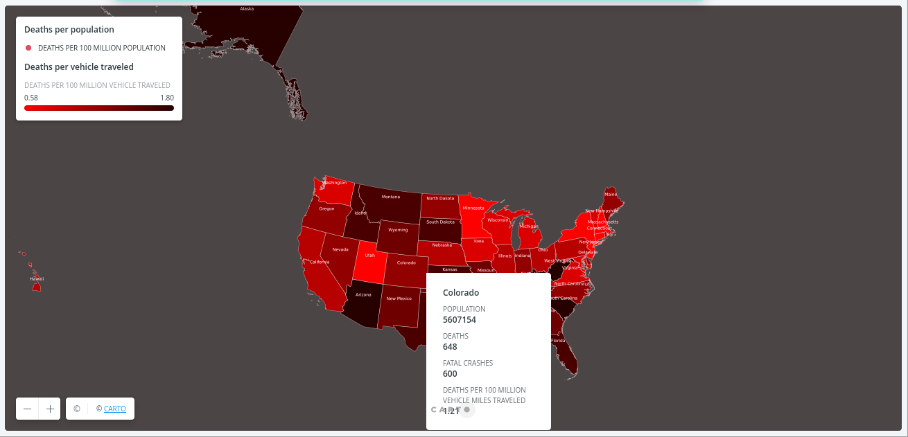 deaths by vehicle accidents map